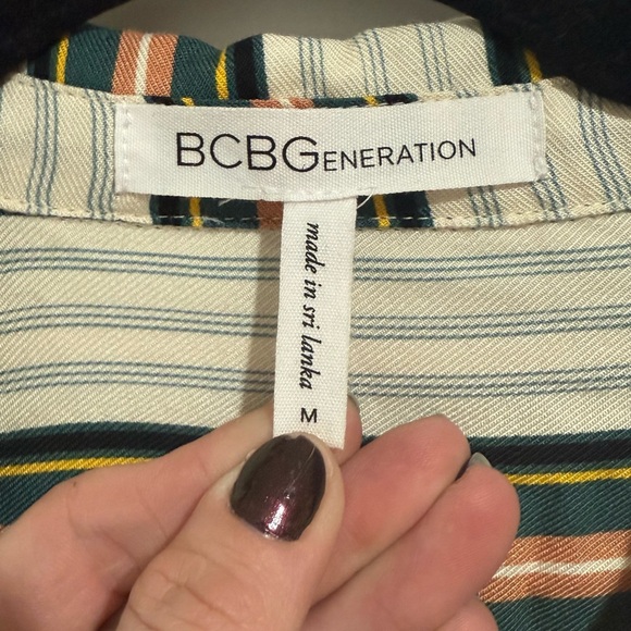 BCBGeneration Faux Wrap Striped Blouse - Picture 3 of 10